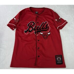 Chicago Bulls NBA Jersey Mens Small Red Ultra Game Baseball Jersey Embroidered